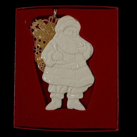 NIB 1997 RARE Lenox "Santa" with Gold Gift Sack Bone China Ornament - Picture 1 of 1